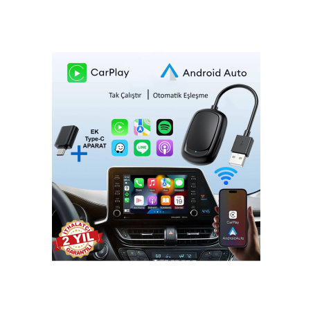 🚘 Mini Kablosuz CarPlay Adaptörü | USB & Type-C Uyumlu – Yeni Nesil Tasarım