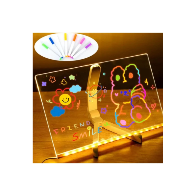 20x30 cm LED Işıklı Renkli Fosforlu Kalemli Dikdörtgen Yazı Panosu