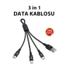 3 in 1 Data ve Şarj Kablosu Tek Kablo, Tüm Cihazlara Uyum!
