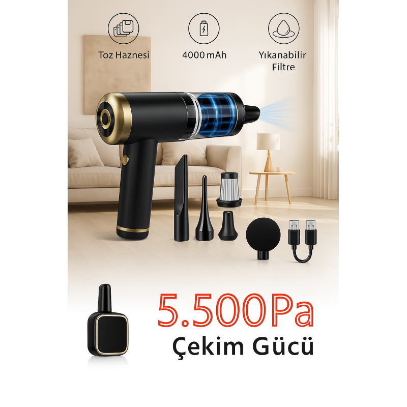 Mini Çok Fonksiyonlu Şarjlı Araç Süpürgesi El Süpürgesi