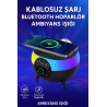 Siyah RGB Işıklı Çalar Saatli Bluetooth Hoparlörlü Şarj Standı
