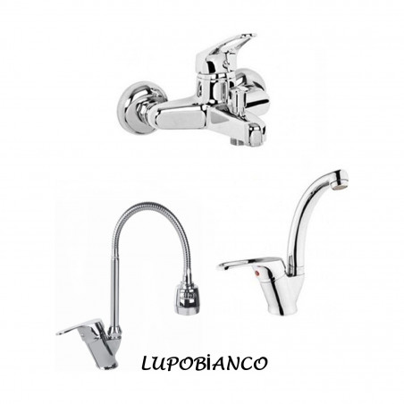 İstoç Toptan  Lupobianco 3 Lü Set Banyo Bataryası Kobarlı Evye Bataryası Lavabo Bataryası